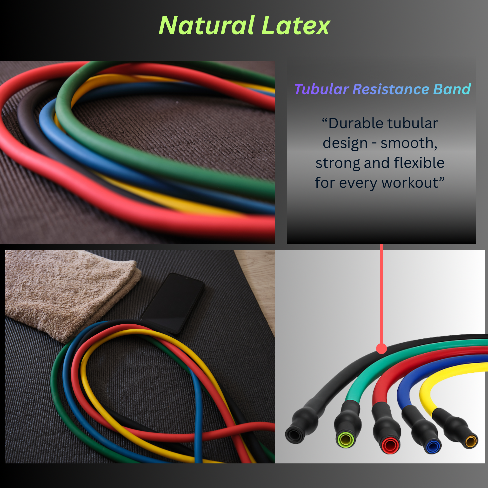 Resistant Bands Set - Exercises bands, workout and training with handles for men and women