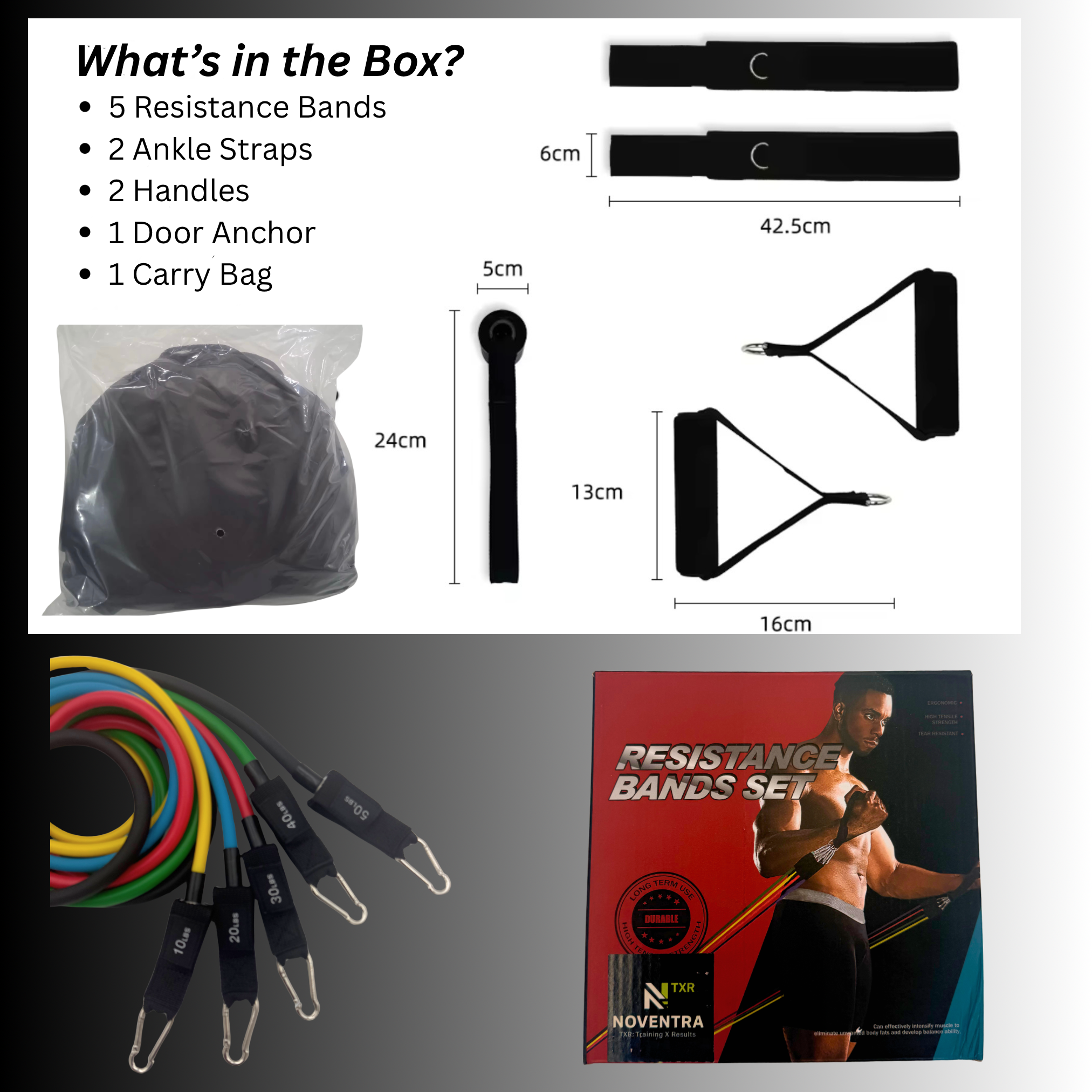 Resistant Bands Set - Exercises bands, workout and training with handles for men and women